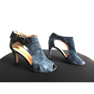 Louise Et Cie Dark Teal Suede Back Zip Ankle Strap High Heels Shoes Women 8 B